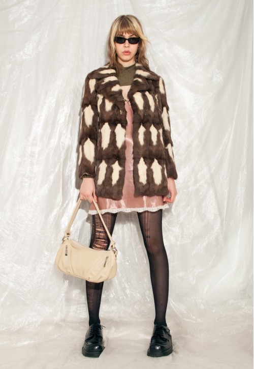 Vintage Fur Coat 70s Real Fur Jacket in Brown