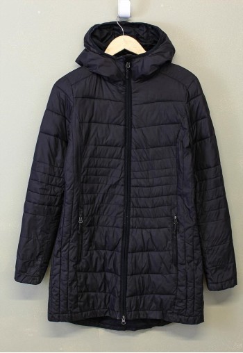 Vintage Puffer Coat Black Zip Up Hooded 90s