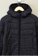Vintage Puffer Coat Black Zip Up Hooded 90s