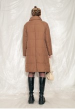 Vintage Puffer Coat Y2K Chunky Overcoat in Brown