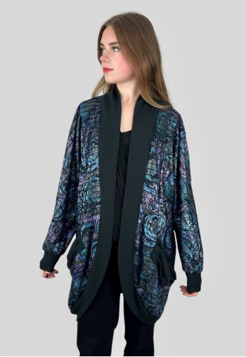 80's Gila Grunert Vintage Blue Metallic Textured Jacket