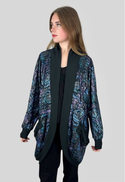 80's Gila Grunert Vintage Blue Metallic Textured Jacket