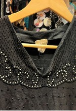 Black beaded heavy pleated skirt dress