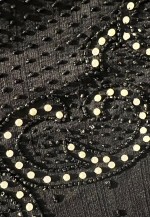 Black beaded heavy pleated skirt dress