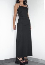 Vintage Bodycon Sexy Black 90s Slip Dress with 3d Flowers