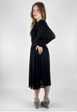 Gold Start Soiree Vintage Black Long Sleeve Midi Dress