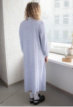 Vintage 70's White/Blue Striped Midi Long Sleeved Dress