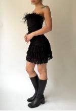 Vintage Black Lace Feather Dress