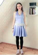 Light purple halter neck prom dress