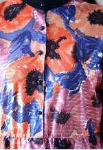 Orange floral and black peplum vintage dress