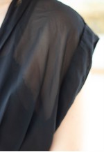 Black little belted chiffon dress