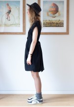 Black little belted chiffon dress