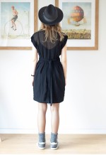 Black little belted chiffon dress
