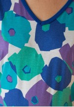 Bright blue green floral midi cotton dress