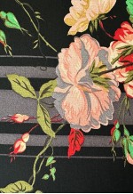 Vintage 70's Slinky Black Floral Smock Midi Dress