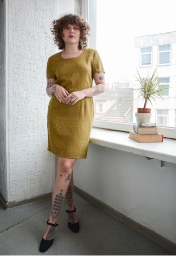 Vintage Mustard Mini Short Sleeved Dress