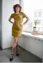 Vintage Mustard Mini Short Sleeved Dress