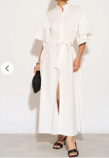 Cotton blend oversized shirt dress with ruffle sleeves desig