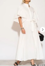 Cotton blend oversized shirt dress with ruffle sleeves desig