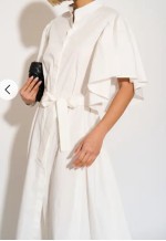 Cotton blend oversized shirt dress with ruffle sleeves desig