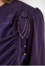 Purple striped long sleeve belted vintage dress