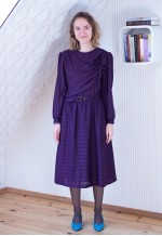 Purple striped long sleeve belted vintage dress