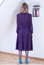 Purple striped long sleeve belted vintage dress