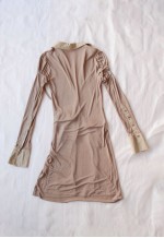 vintage COP COPINE Beige Long Vest with Puff Sleeves