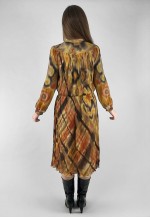 Prince Carmino Vintage 70's Long Sleeve Yellow Brown Dress