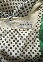 70's Veronica White Polka Dot Floral Green Midi Dress