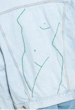 Reworked Vintage Denim Jacket 90s Feminist Embroidery Coat