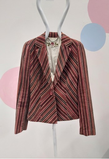 00s Striped Corduroy Blazer Burgundy
