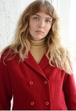 Vintage 70's Red Double Breasted Wool Coat