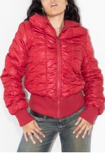 Y2k Vintage Double Zip Red Quilted Puffer Jacket