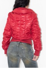 Y2k Vintage Double Zip Red Quilted Puffer Jacket