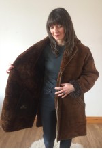 Vintage 70s Chocolate Brown Sheepskin Coat Jacket