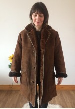 Vintage 70s Chocolate Brown Sheepskin Coat Jacket
