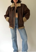 Vintage Brown Shearling Style Jacket