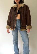 Vintage Brown Shearling Style Jacket