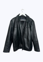 Vintage Black Leather 90s Bomber Jacket