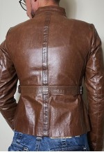 Brown Leather Biker Jacket