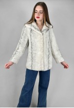 70's Vintage Ladies Faux Fur White Grey Size Small