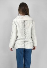 70's Vintage Ladies Faux Fur White Grey Size Small