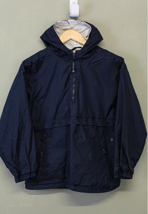 Vintage Charles River Windbreaker Navy Quarter Zip Hooded