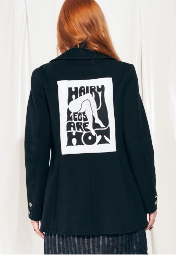 Reworked Vintage Blazer 60s Feminist Hairy Leg Graphic Jacke