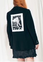 Reworked Vintage Blazer 60s Feminist Hairy Leg Graphic Jacke