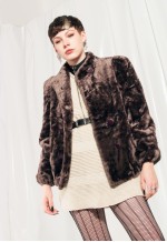 Vintage Faux Fur Jacket 80s Plush Fluffy Teddy Coat in Brown