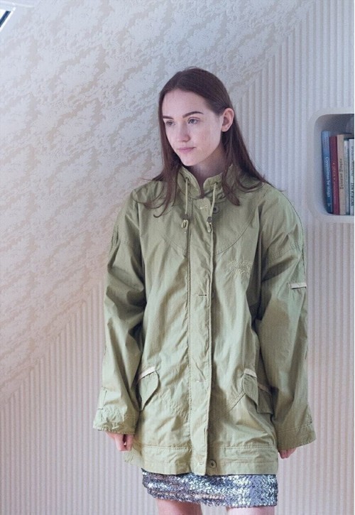 Light green vintage bomber parka jacket