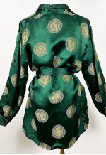 Emerald green Satin Chinese Kimono Top
