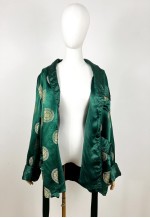 Emerald green Satin Chinese Kimono Top